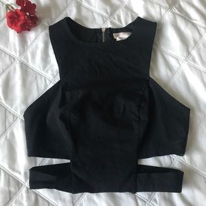 A'gaci Cut Out Zipper Back Crop Top